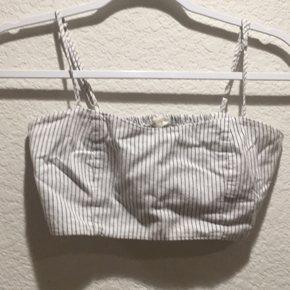 Brandy Melville black and white striped crop top